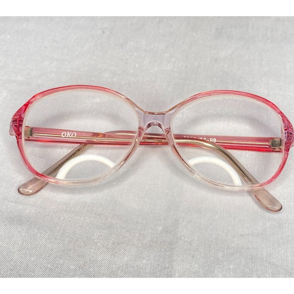 OKO Eyeglasses Translucent Pink Frame Round Lens - Picture 2 of 9
